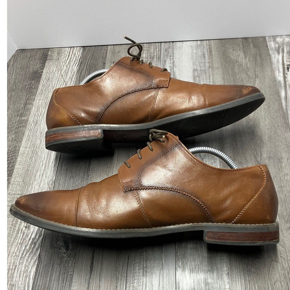 Florsheim Shoe Company Mens Cap Toe Oxford Shoes Brown Leather Lace Up Size 10.5